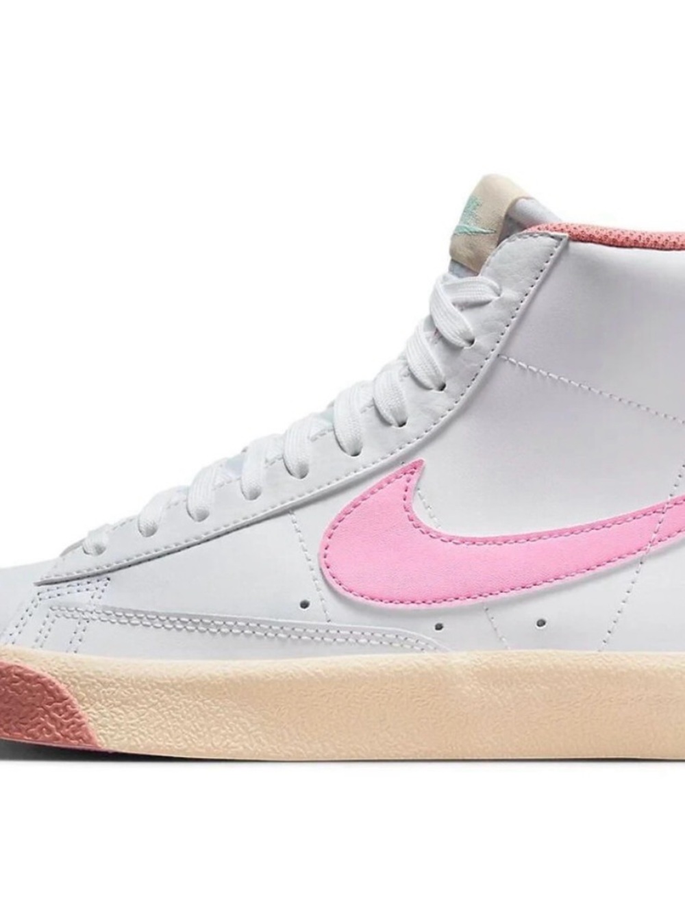 Nike Kid’s Blazer Mid — White with Pink Swoosh